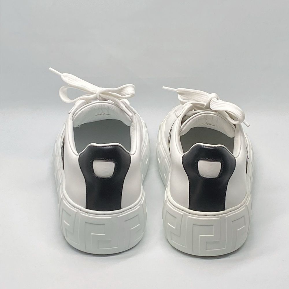 Versace La Greca Ribbon-Trim Leather Sneakers size 40 - Picture 9 of 13